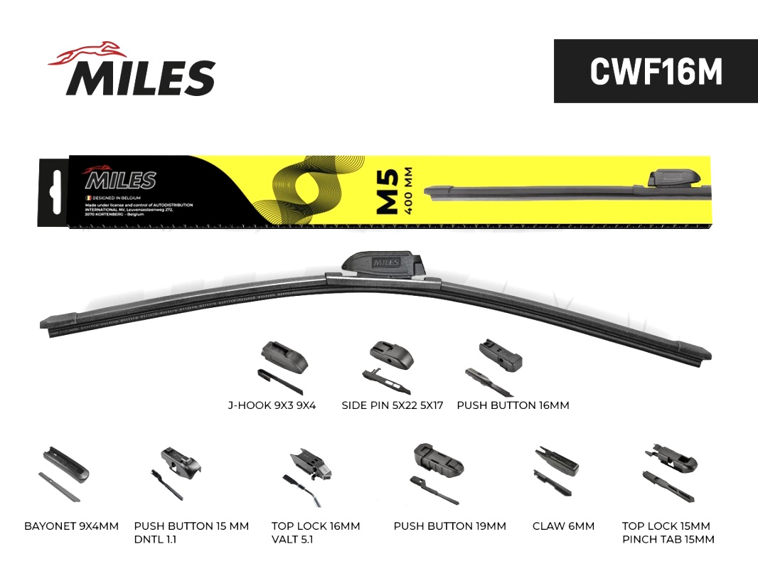 Щетка стеклоочистителя бескаркасная MILES 400 мм CWF16M