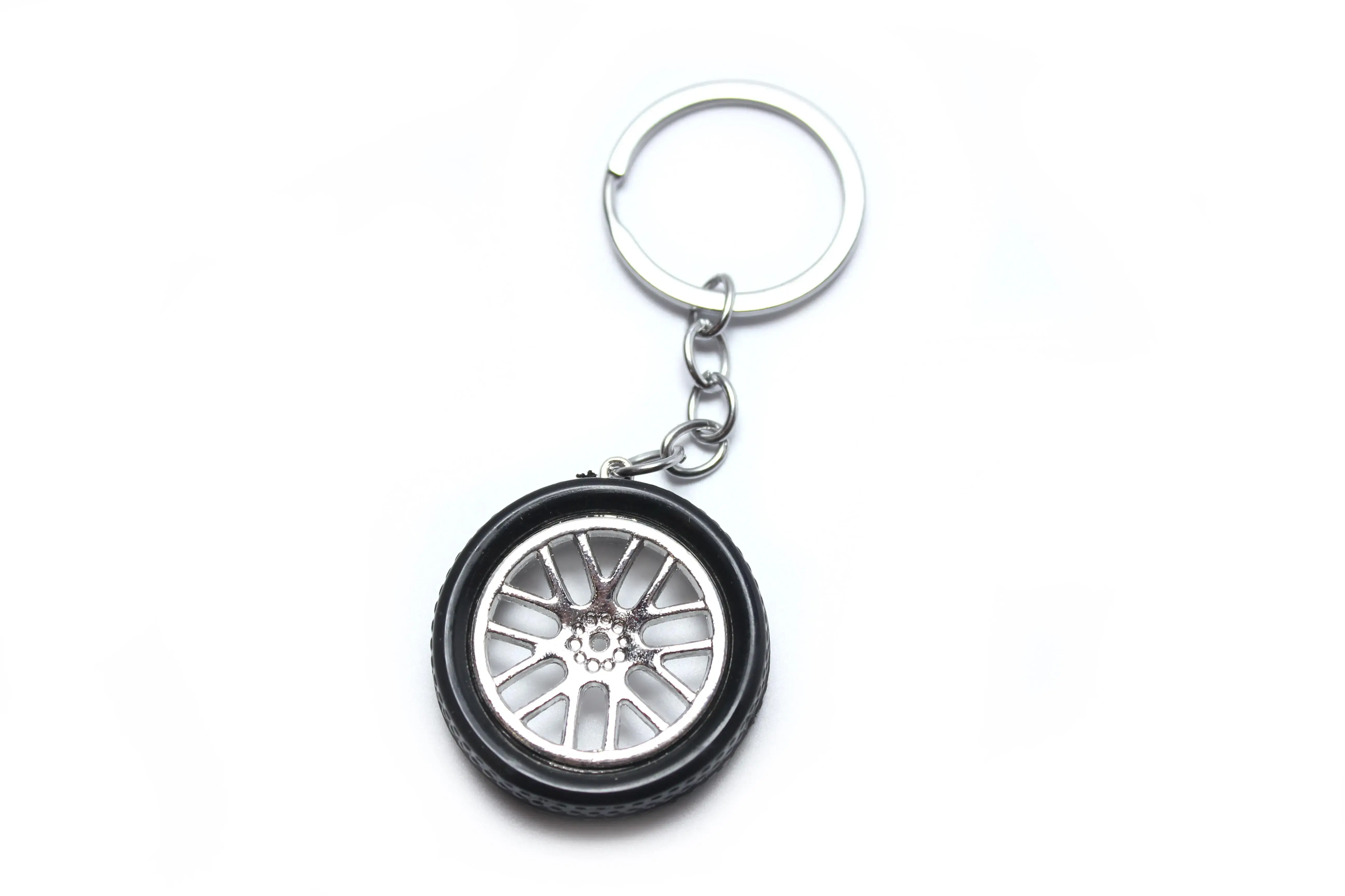 Металлический брелок Колесо, Silver