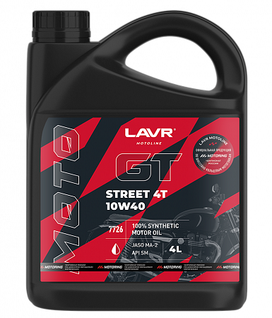 Моторное масло Lavr GT Street 4T 10W40 SM, 4 л Моторное масло Lavr GT Street 4T 10W40 SM, 4 л